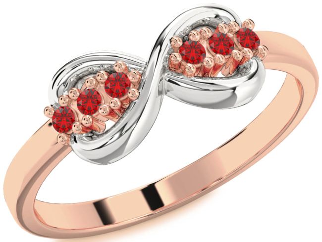 Ruby White Rose Gold Infinity Round Ring
