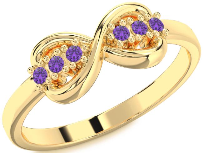 Amethyst Gold Infinity Round Ring