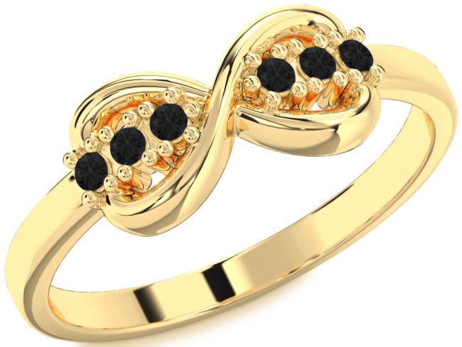 Black Diamond Gold Infinity Round Ring