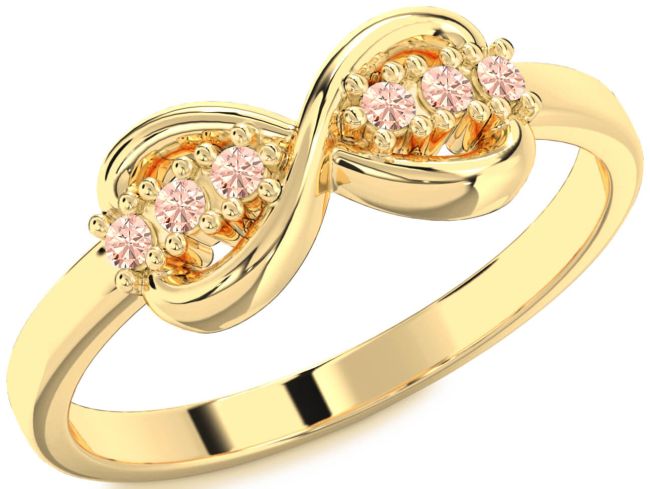 Morganite Gold Infinity Round Ring