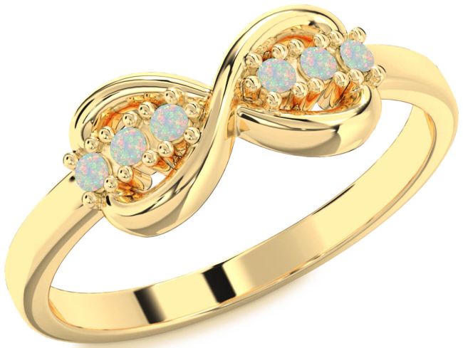 Opal Gold Silver Infinity Round Ring