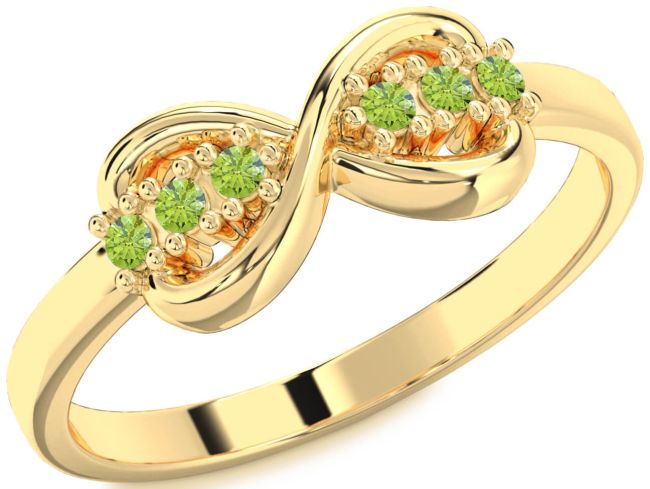 Peridot Gold Infinity Round Ring