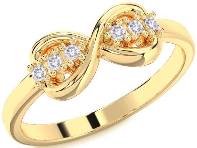 Salt & Pepper Diamond Gold Infinity Round Ring