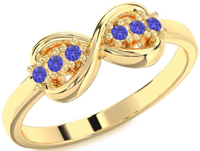 Tanzanite Gold Infinity Round Ring