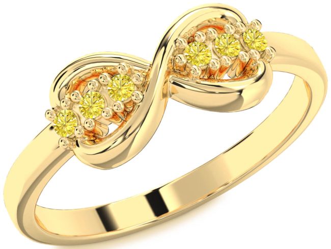 Yellow Diamond Gold Infinity Round Ring