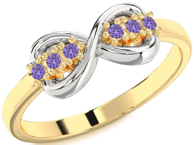 Alexandrite Gold Silver Infinity Round Ring