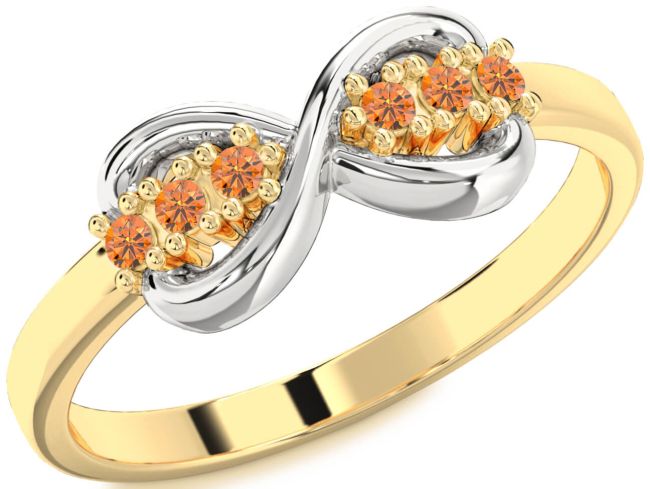Citrine Gold Silver Infinity Round Ring