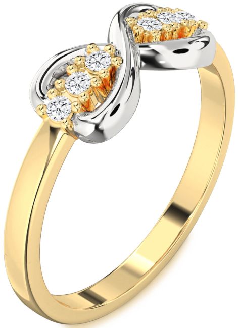 Lab Diamond Gold Silver Infinity Round Ring
