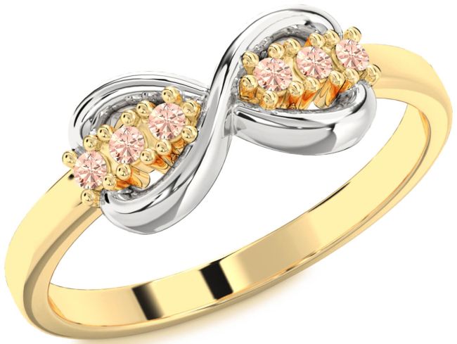 Morganite Gold Silver Infinity Round Ring
