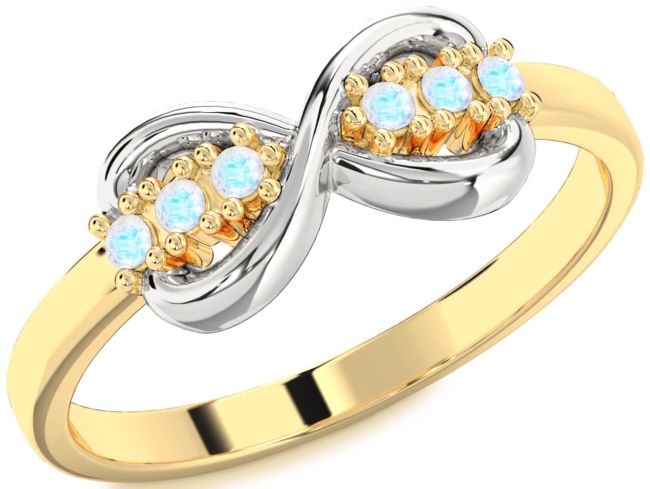 Moonstone Gold Silver Infinity Round Ring
