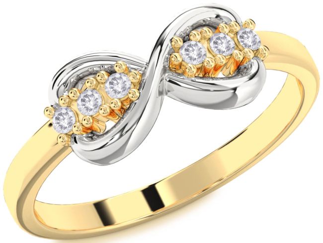Salt & Pepper Diamond Gold Silver Infinity Round Ring