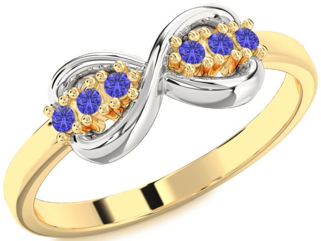 Tanzanite Gold Silver Infinity Round Ring