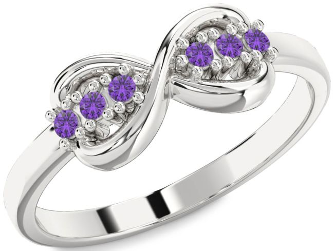Amethyst Silver Infinity Round Ring