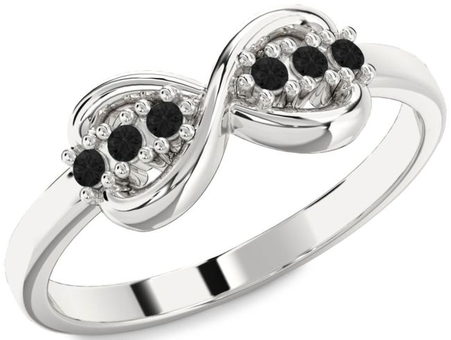 Black Diamond Silver Infinity Round Ring