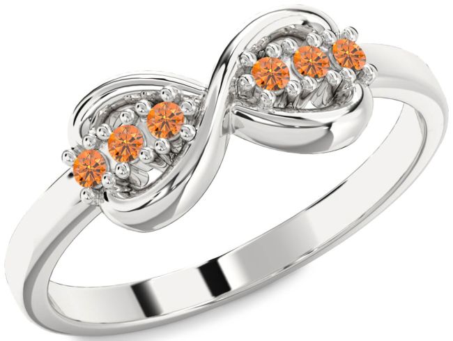 Citrine Platinum Infinity Round Ring