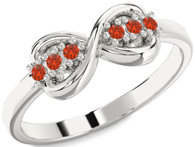 Fire Opal Platinum Infinity Round Ring