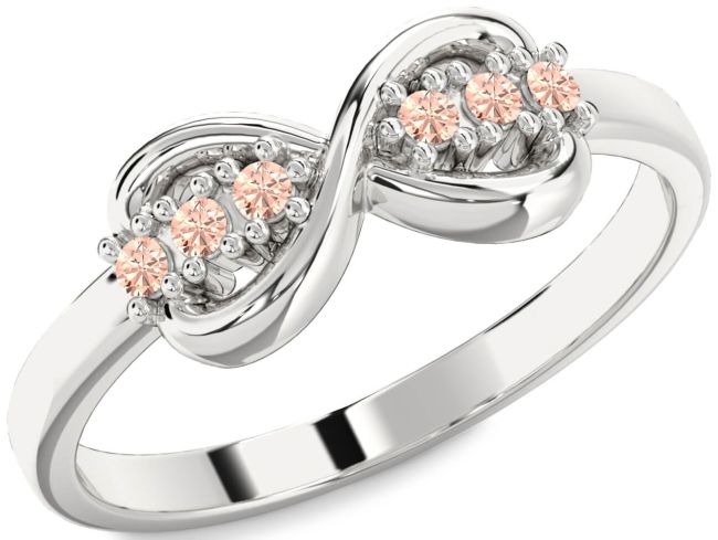 Morganite Platinum Infinity Round Ring