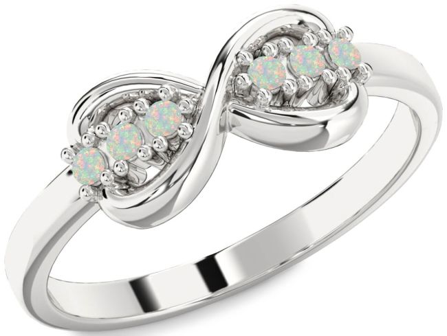 Opal Silver Infinity Round Ring