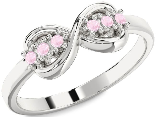 Rose Quartz Silver Infinity Round Ring