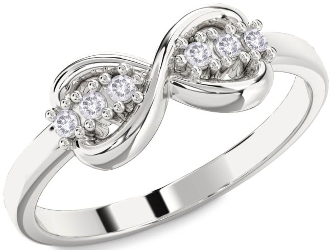 Salt & Pepper Diamond Silver Infinity Round Ring