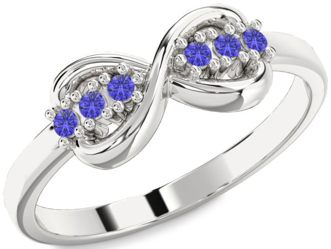 Tanzanite Silver Infinity Round Ring