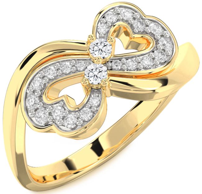 Diamond Gold Infinity Heart Two Stone Ring