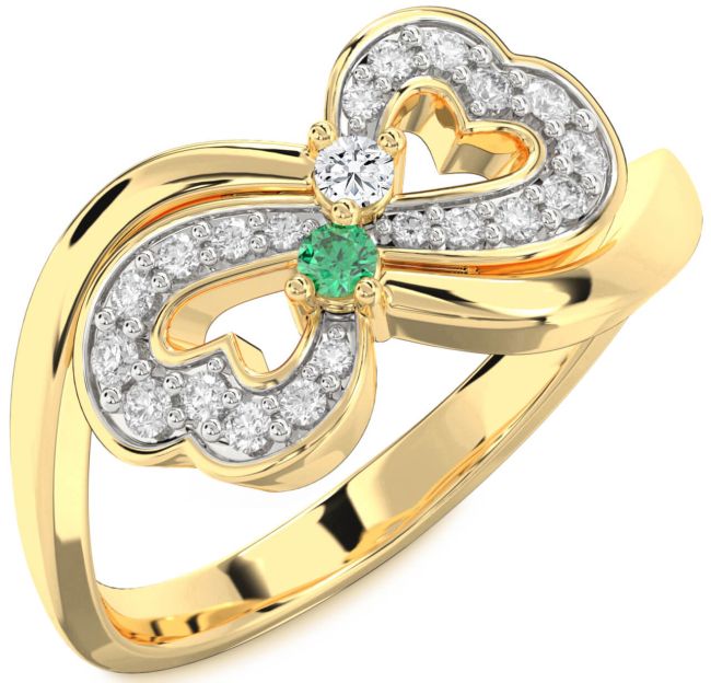 Diamond Gold Infinity Heart Two Stone Promise Ring
