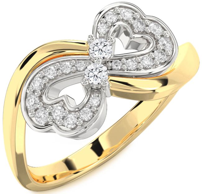 Diamond Platinum & Yellow Gold Infinity Heart Two Stone Ring