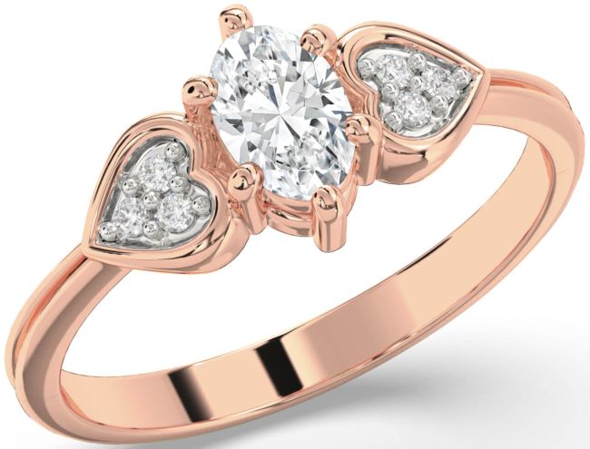 Diamond Rose Gold Heart Engagement Ring