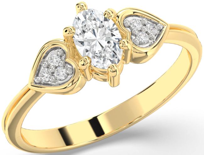 Diamond Gold Heart Engagement Ring