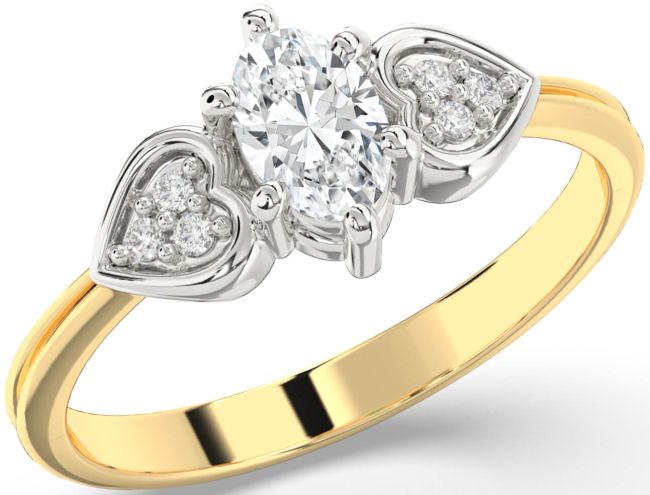 Diamond White Yellow Gold Heart Engagement Ring