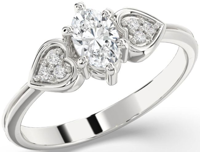 Diamond Platinum Heart Engagement Ring