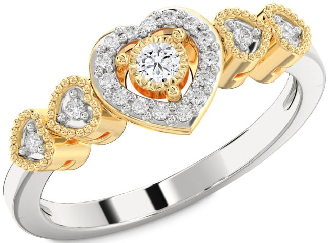 Diamond White Yellow Gold Heart Promise Ring