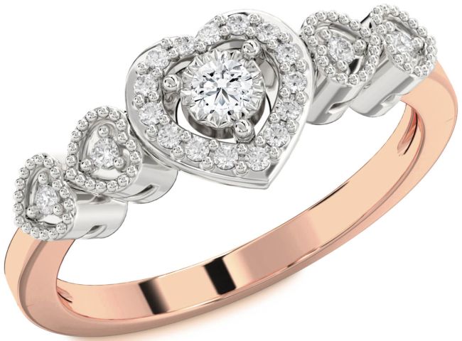 Diamond White Rose Gold Heart Promise Ring