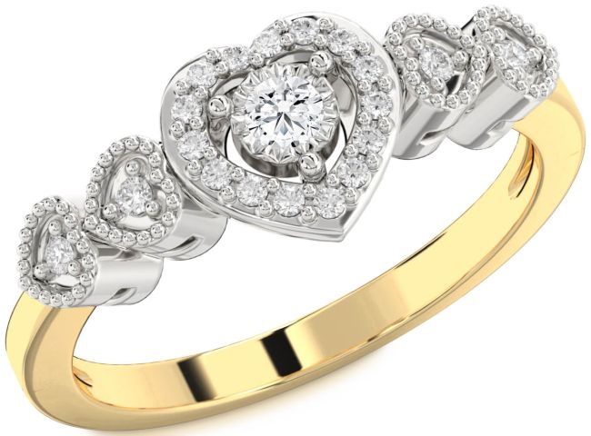 Diamond Platinum & Yellow Gold Heart Promise Ring