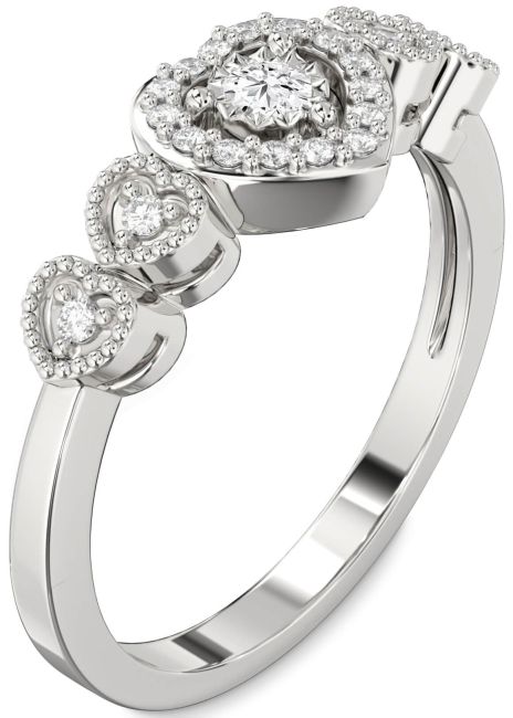 Lab Diamond Silver Heart Promise Ring