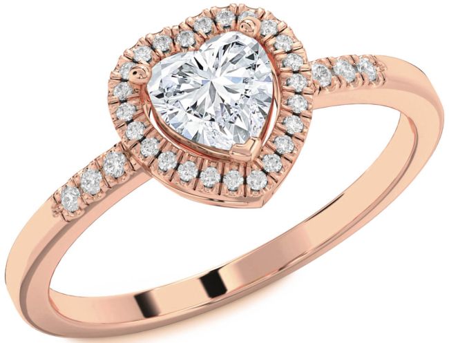 Diamond Rose Gold Heart Halo Engagement Ring