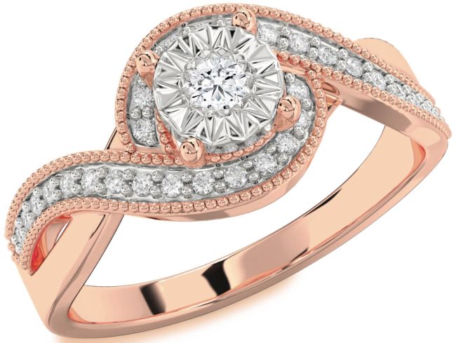 Diamond White Rose Gold Round Promise Ring