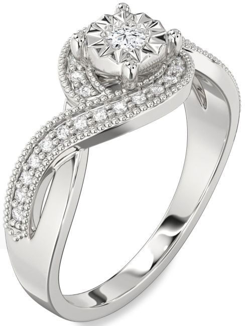 Moissanite Silver Round Promise Ring
