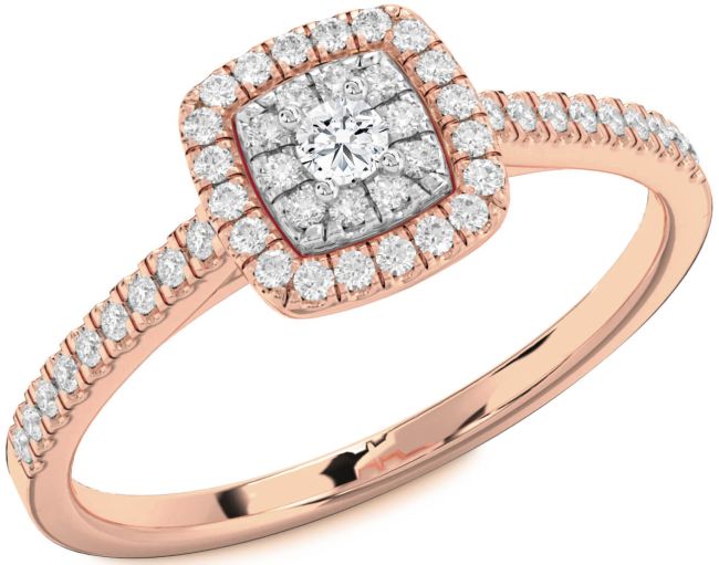 Diamond White Rose Gold Halo Round Pave Promise Ring