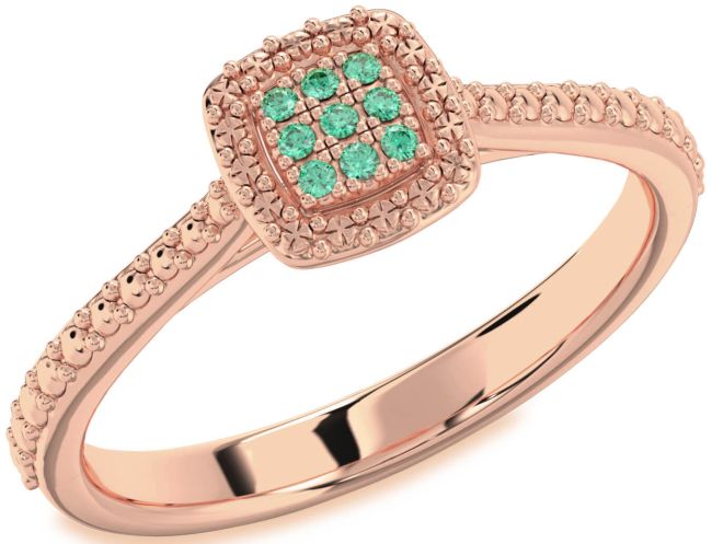 Emerald Rose Gold Round Promise Ring