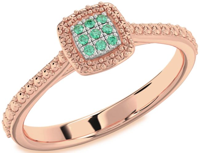 Emerald White Rose Gold Round Promise Ring