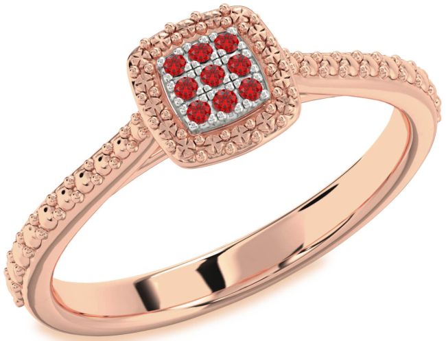 Ruby White Rose Gold Round Promise Ring
