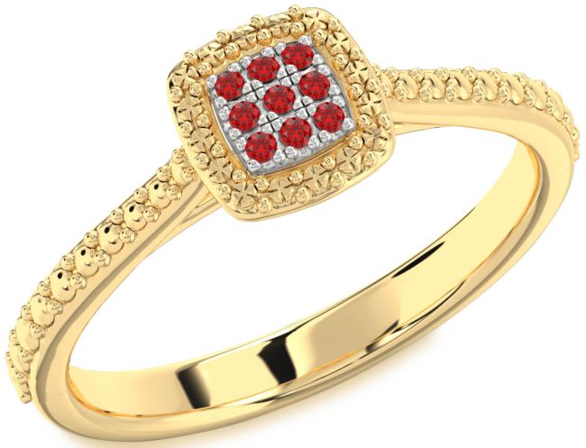 Ruby Gold Silver Round Promise Ring