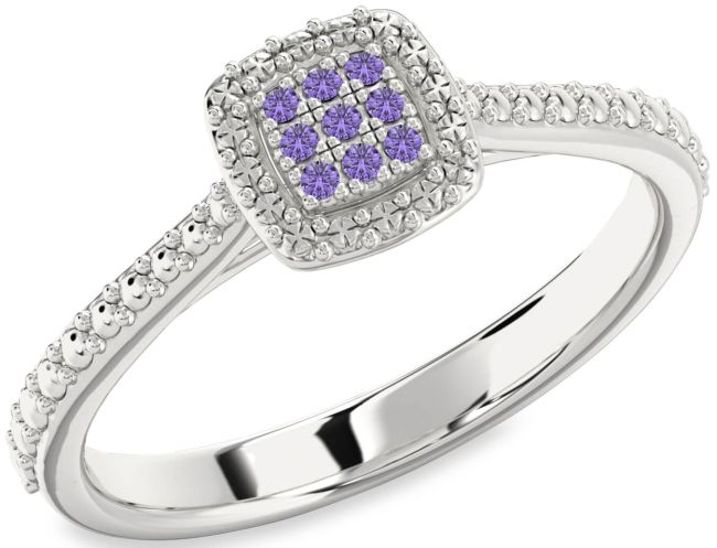 Alexandrite Silver Round Promise Ring