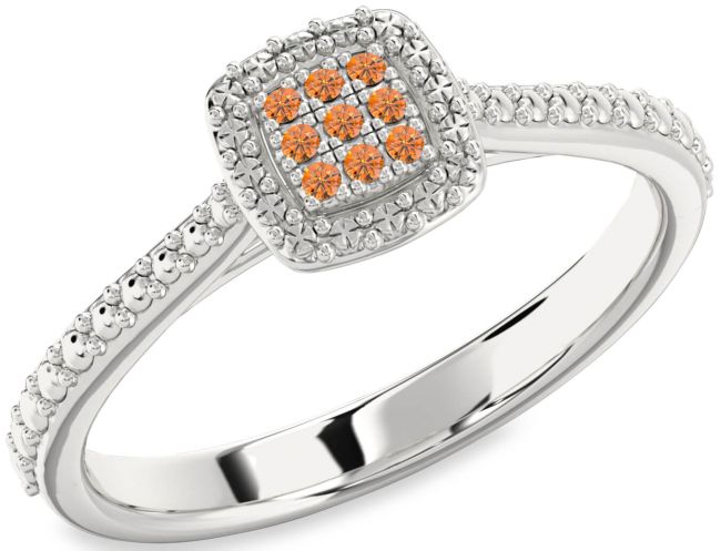 Citrine Silver Round Promise Ring