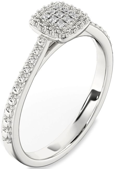 Lab Diamond Silver Round Promise Ring
