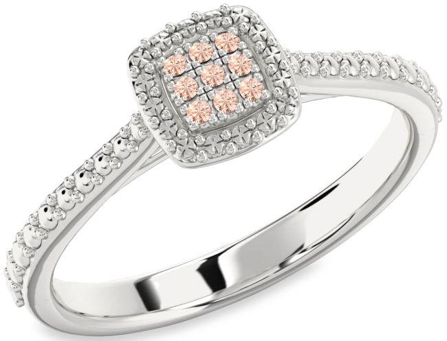 Morganite Silver Round Promise Ring