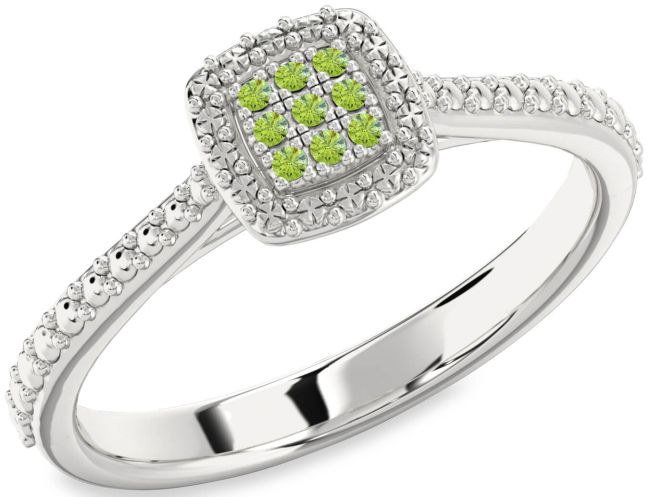 Peridot Silver Round Promise Ring