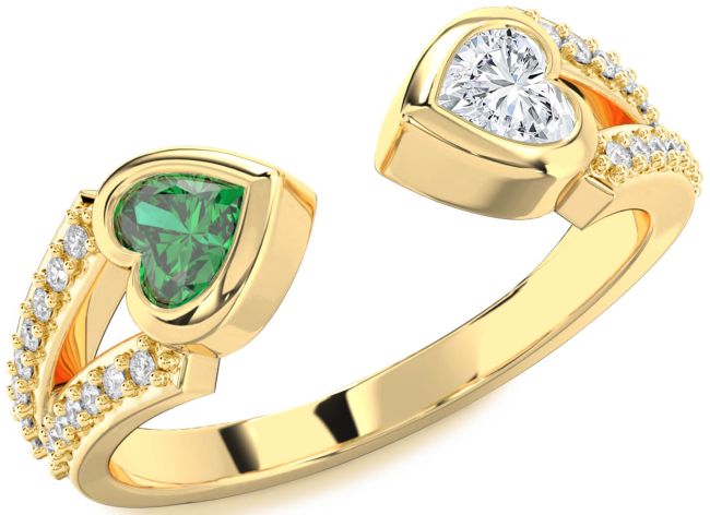 Diamond Gold Two Heart Promise Ring